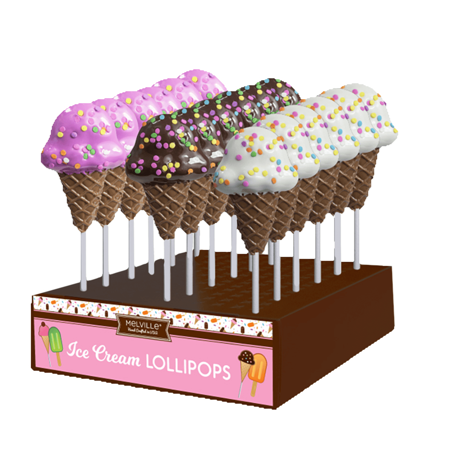 Melville Lollipops, Confetti Ice Cream, 24ct Assortment