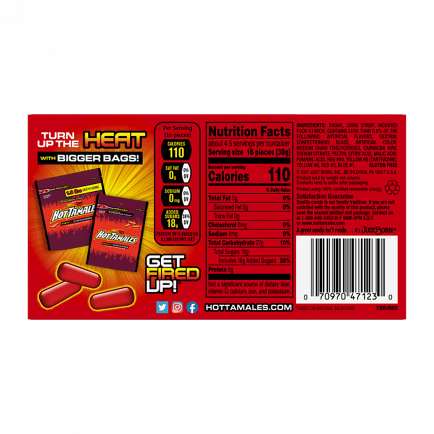 Hot Tamales 4.25oz Theater Box, Fierce Cinnamon Candy 12ct