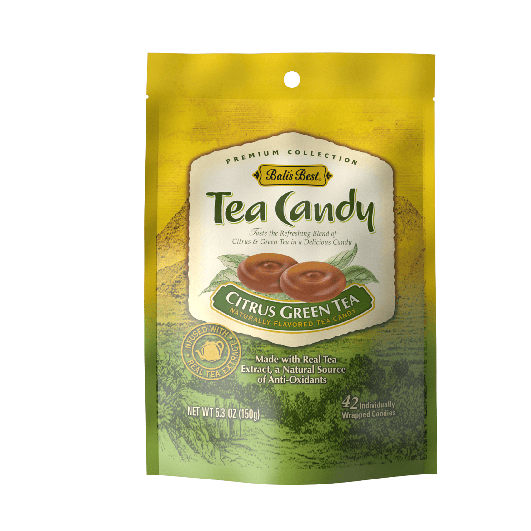 Bali's Best Citrus Green Tea Candy, 5.3oz Bag, 12ct