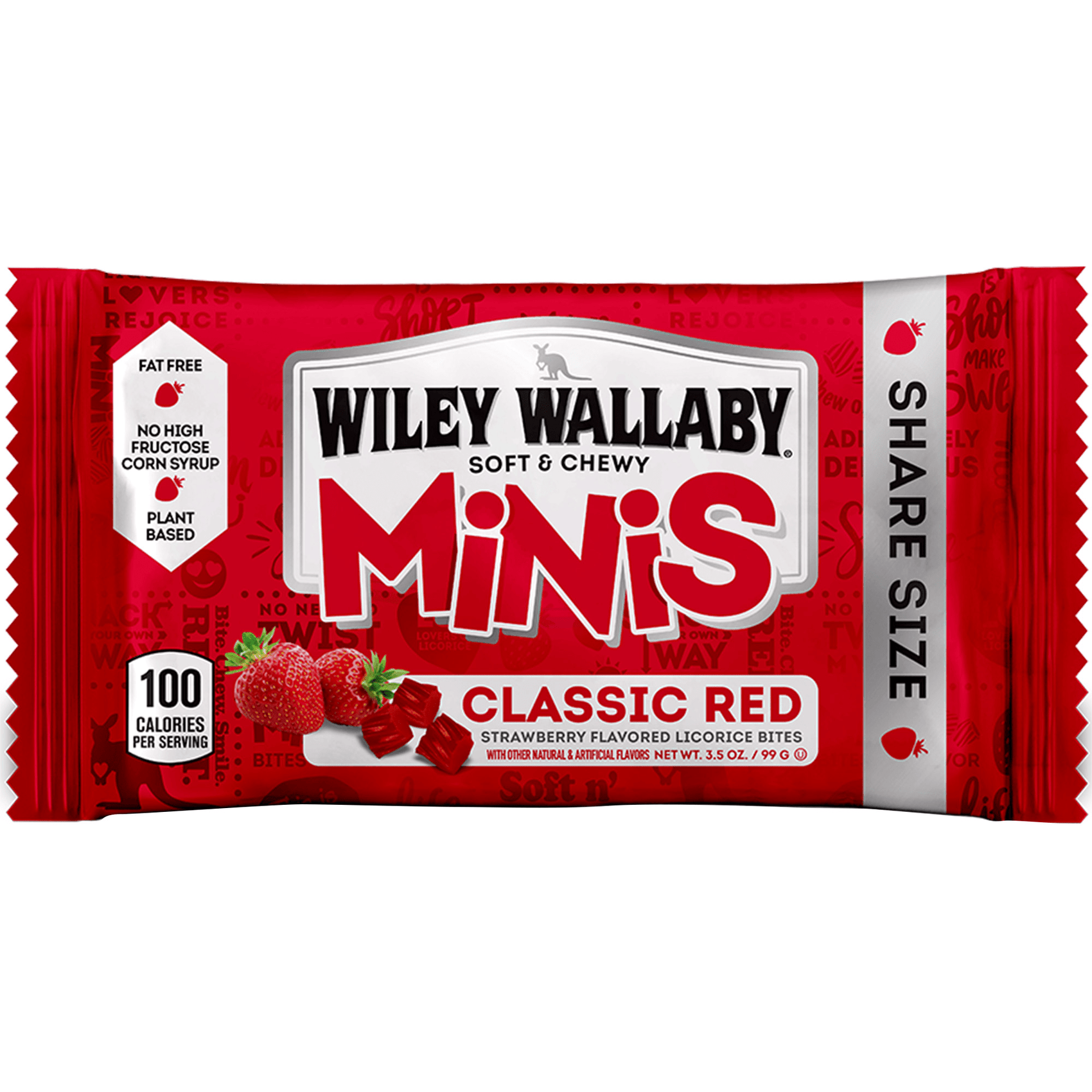 Wiley Wallaby Minis Classic Red Licorice Bite 3.5oz Bag 18ct