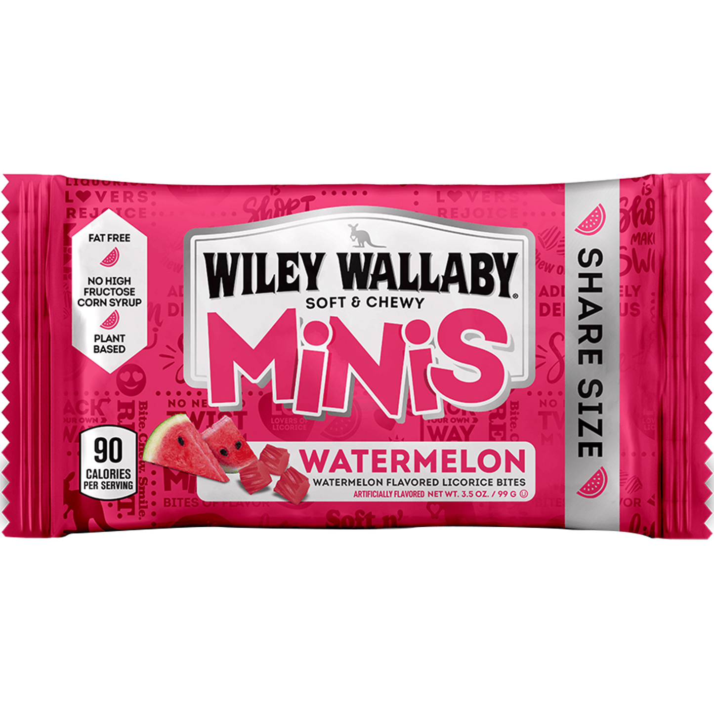 Wiley Wallaby Minis Watermelon Licorice Bites 3.5oz Bag 18ct