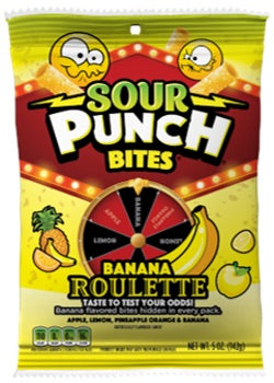 Sour Punch Bites Banana Roulette 5oz Bag, 12ct