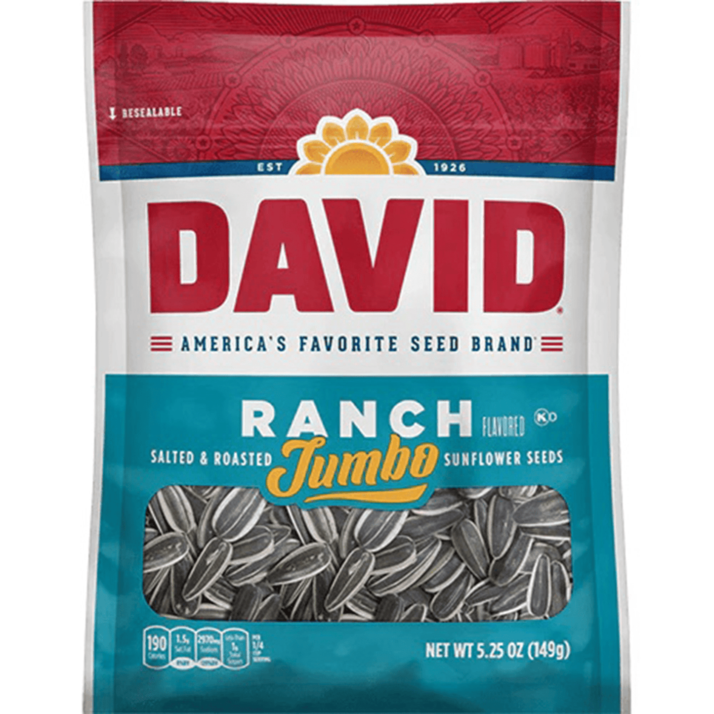 David Sunflower Seeds, Ranch, 5.25oz, 12ct
