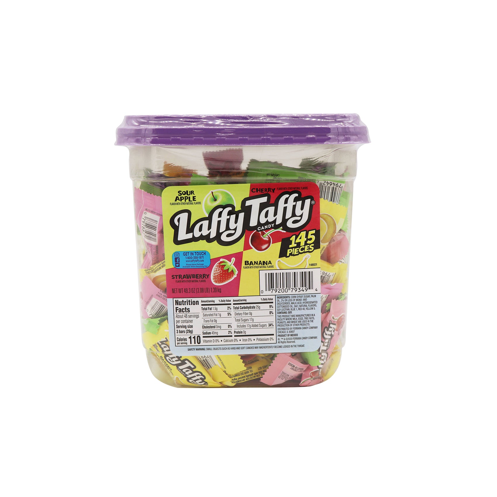 Laffy Taffy Tub Assorted Mini Bars, 145ct Tub