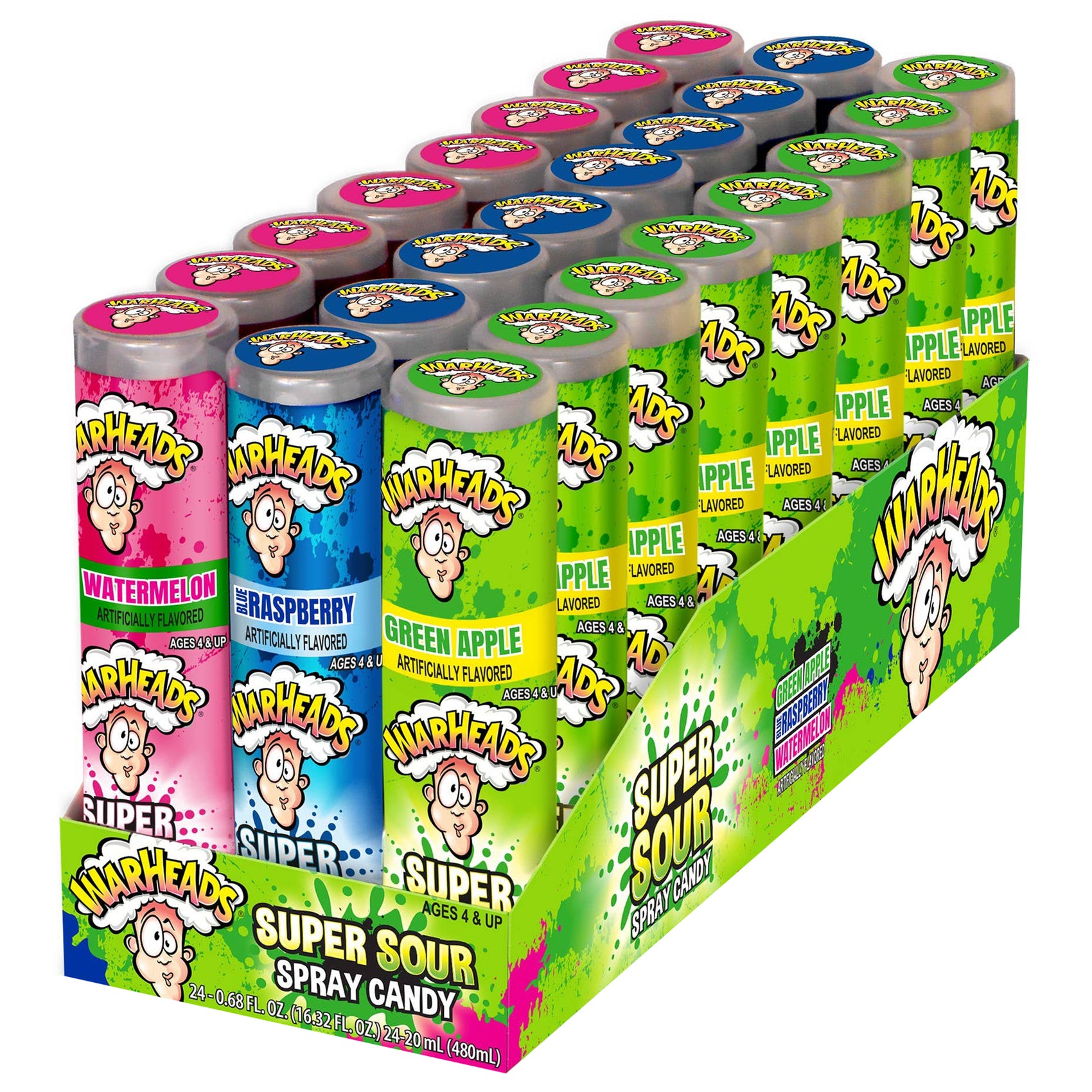 Warheads Super Sour Spray, Spray Candy, 24 Count