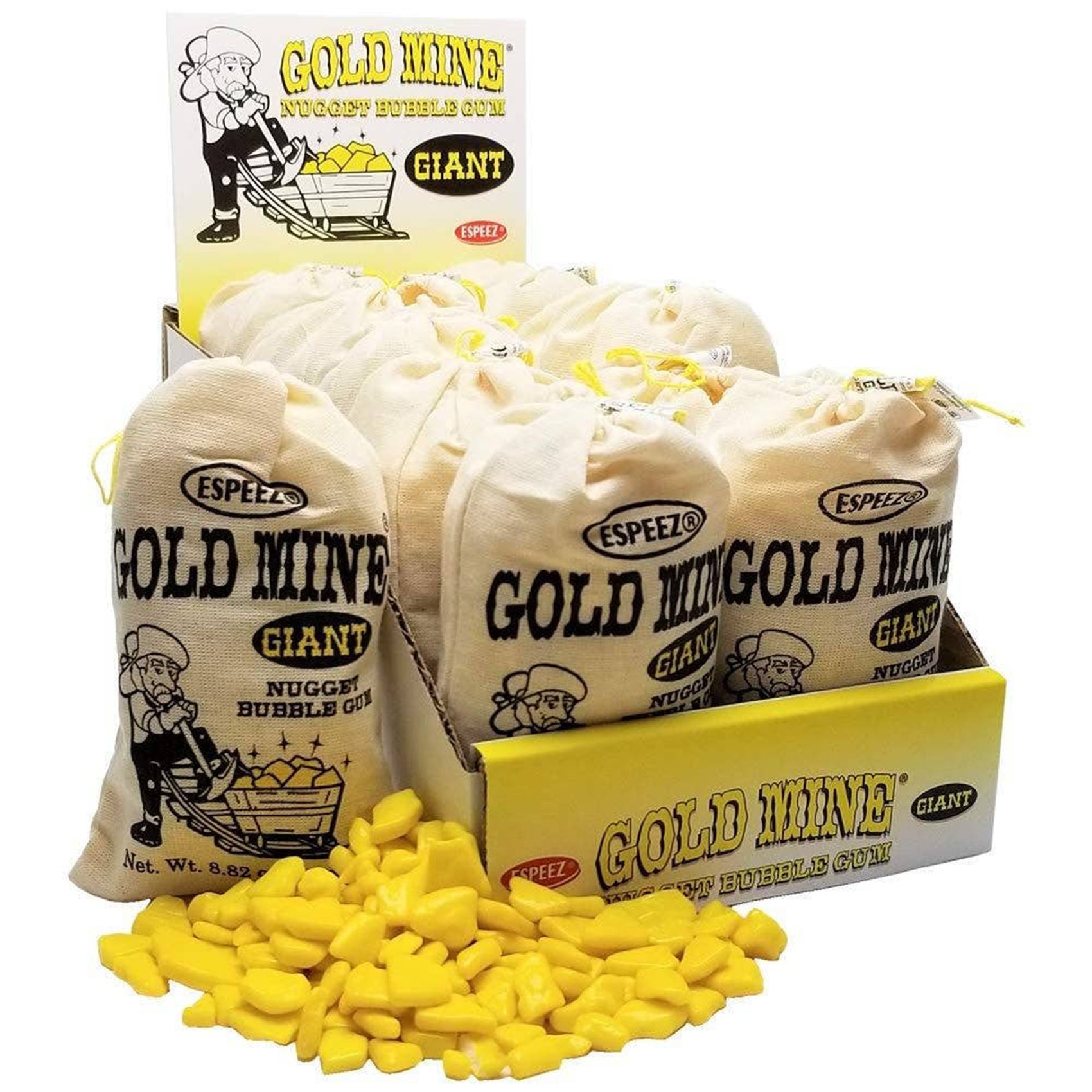 Espeez Giant Gold Mine Rock Bubble Gum, 12ct