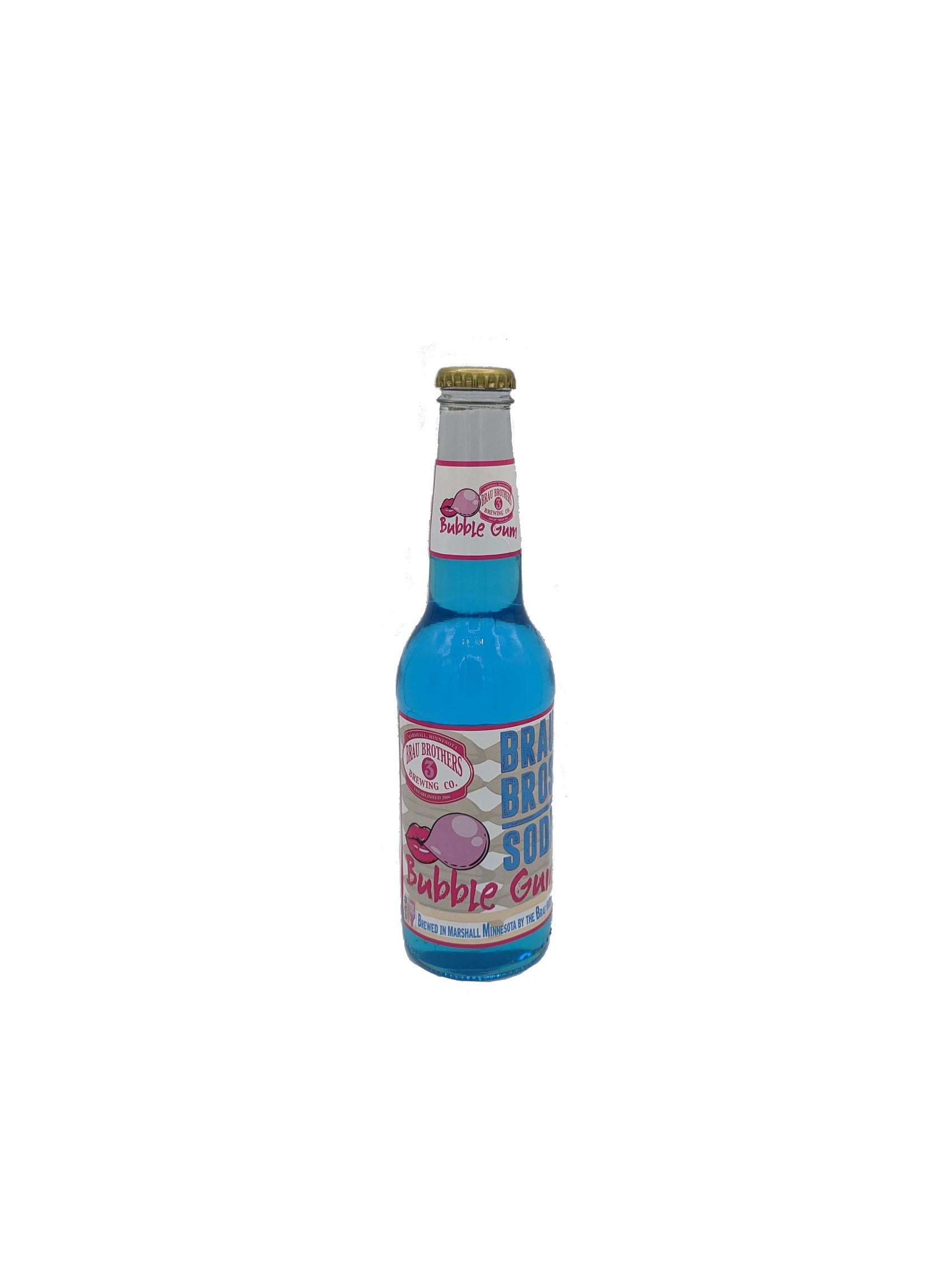 Brau Brothers Bubble Gum Soda, 24ct Glass Bottles