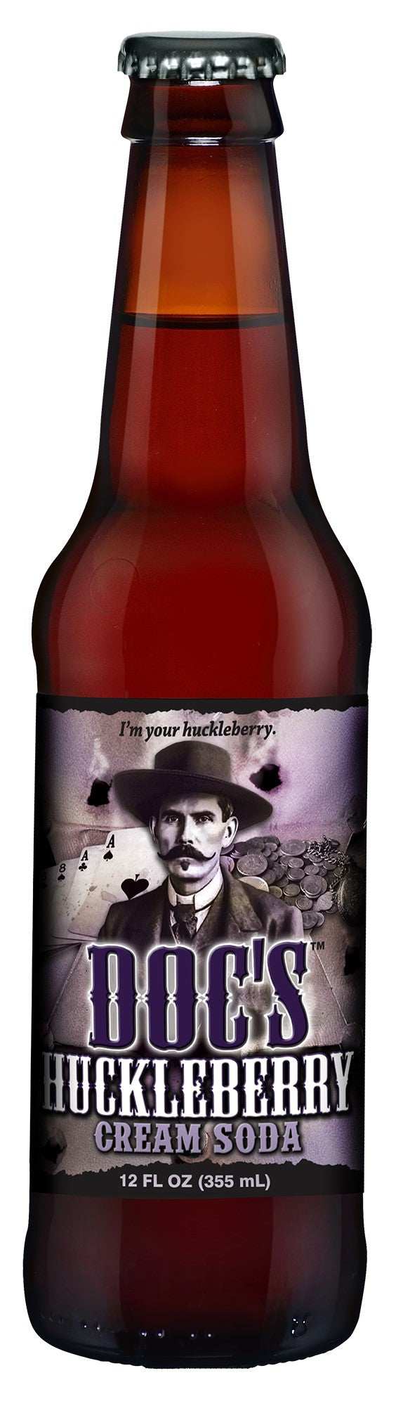 Doc's Huckleberry Cream Soda, 24ct Glass Bottles