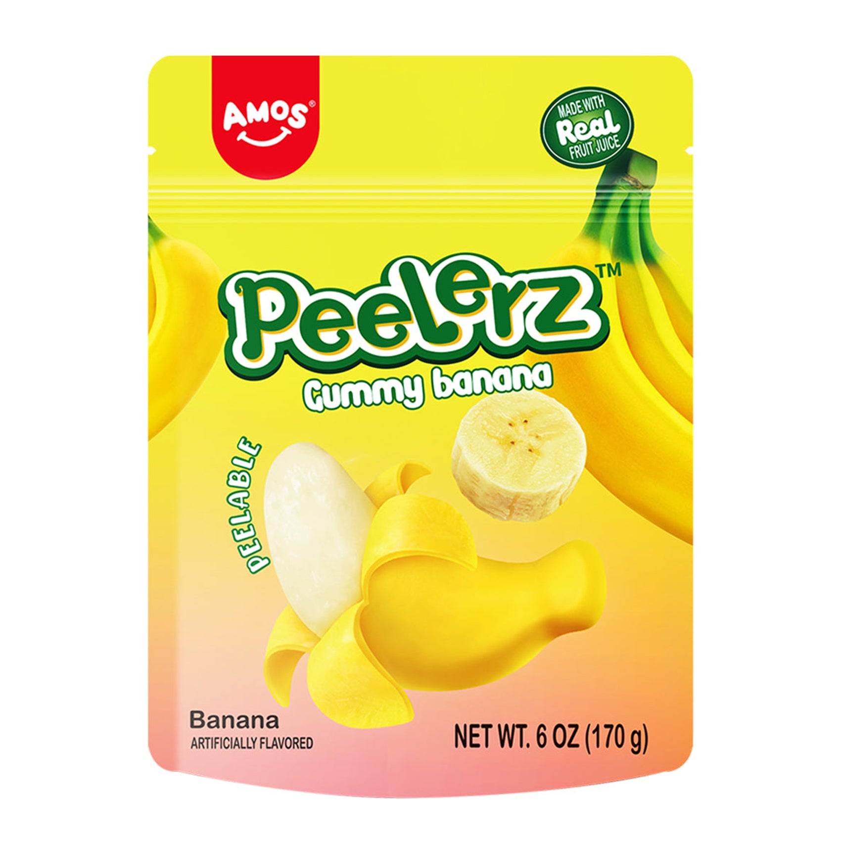Amos Gummy Peelerz Banana, 6oz, 12ct