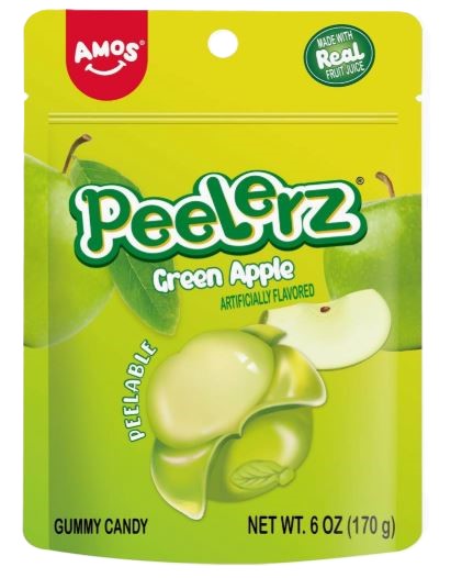 Amos Gummy Peelerz Green Apple 6oz, 12ct