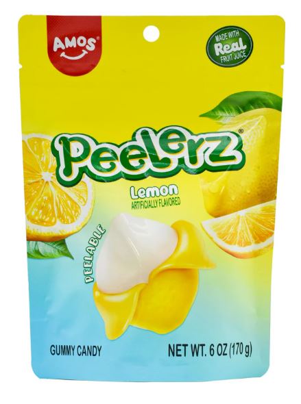 Amos Gummy Peelerz Lemon 6oz, 12ct