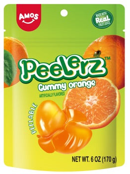 Amos Gummy Peelerz Orange 6oz, 12ct
