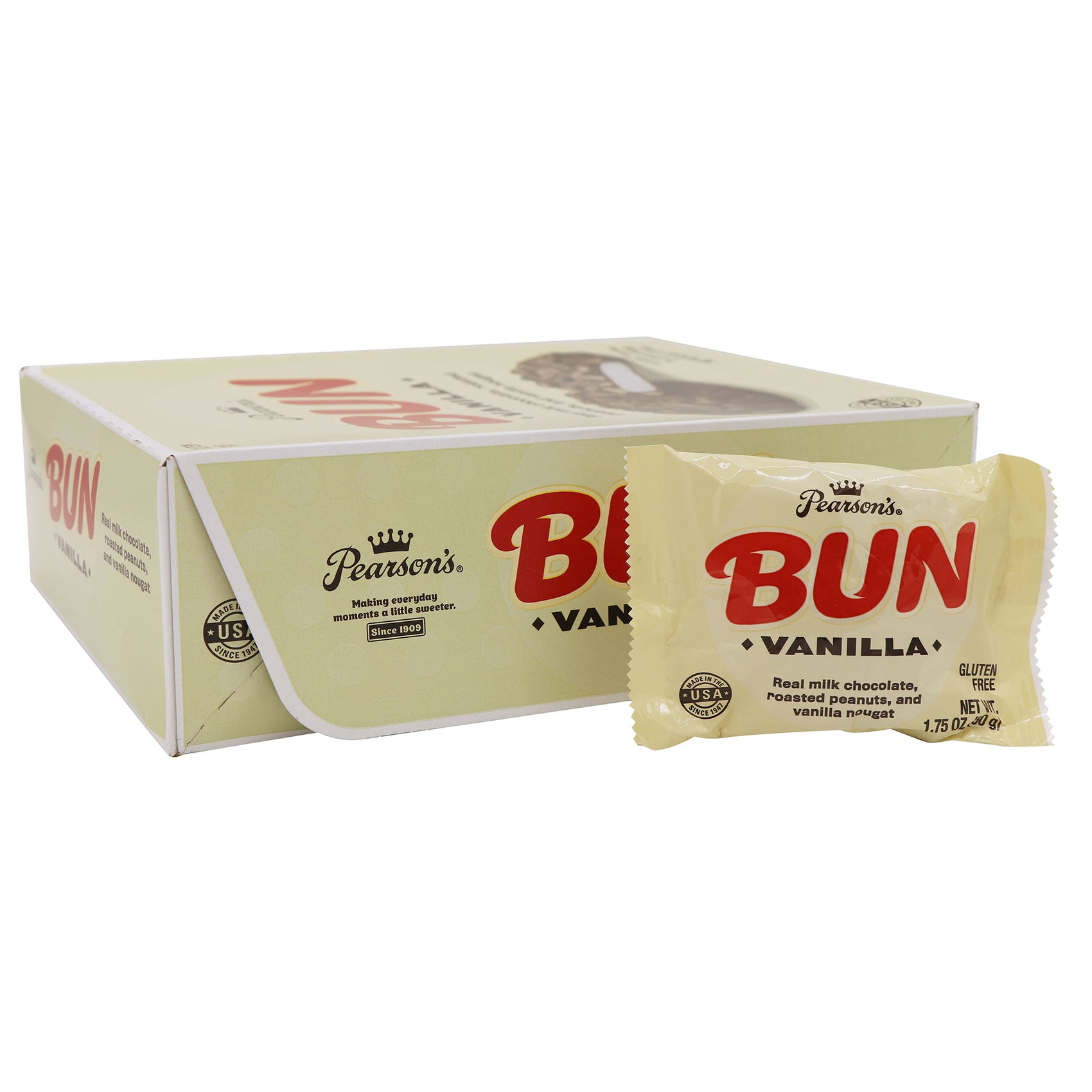 Pearson's Vanilla Bun Bar, 1.75oz, 24ct Case
