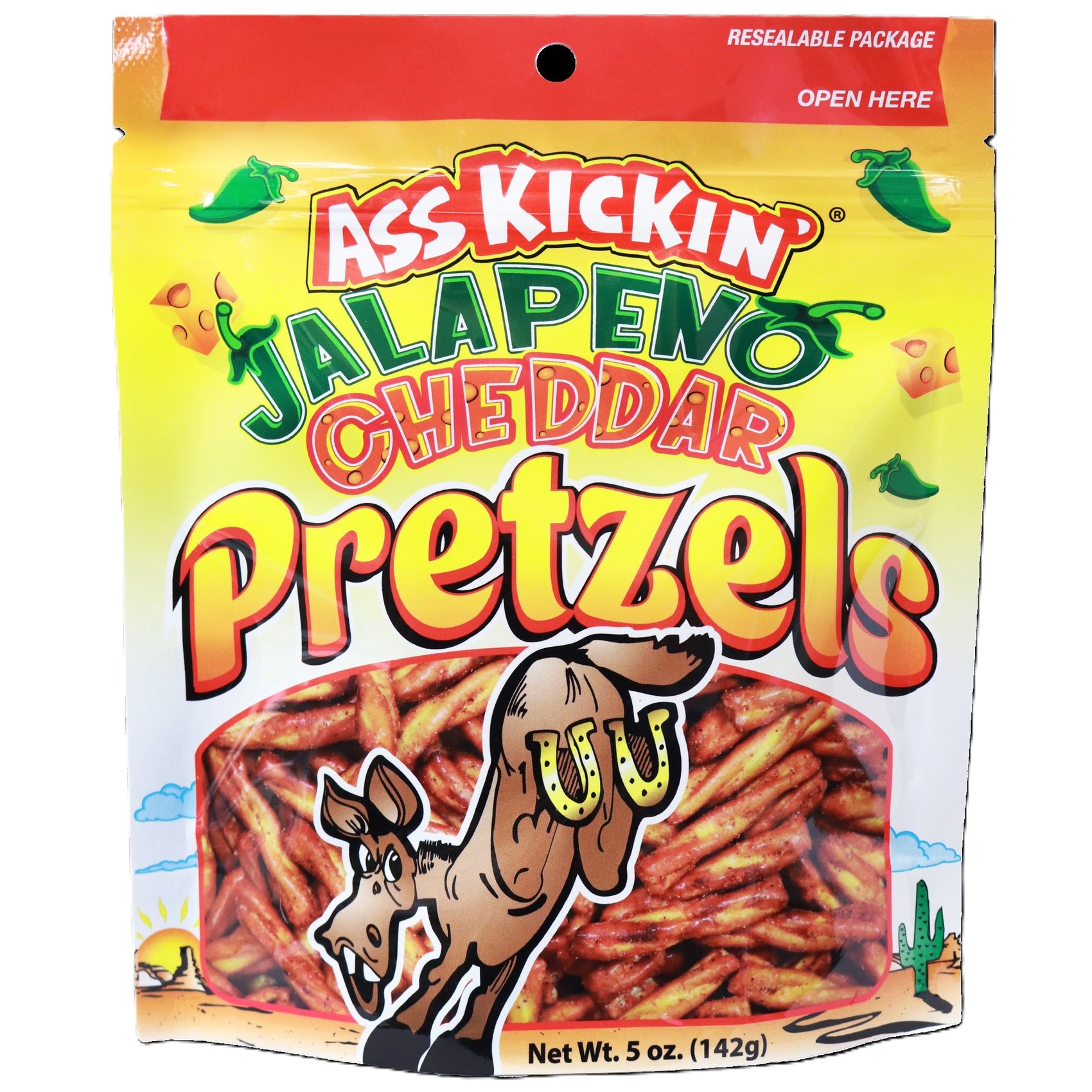 Ass Kickin' Pretzels Jalapeno Cheddar 5oz 12ct