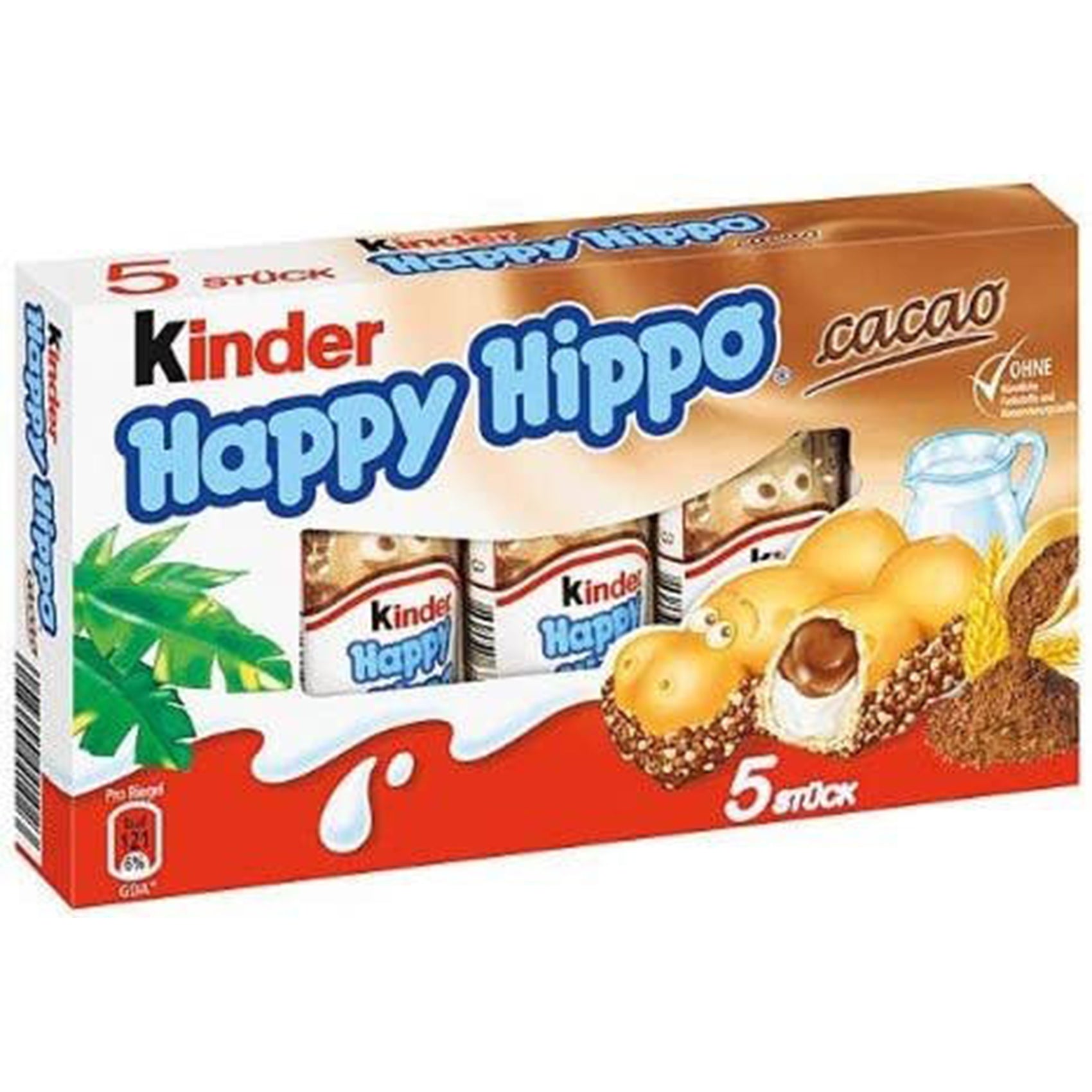 Kinder Happy Hippo, Cocoa Cream Biscuit, 3.6oz, 10ct Case