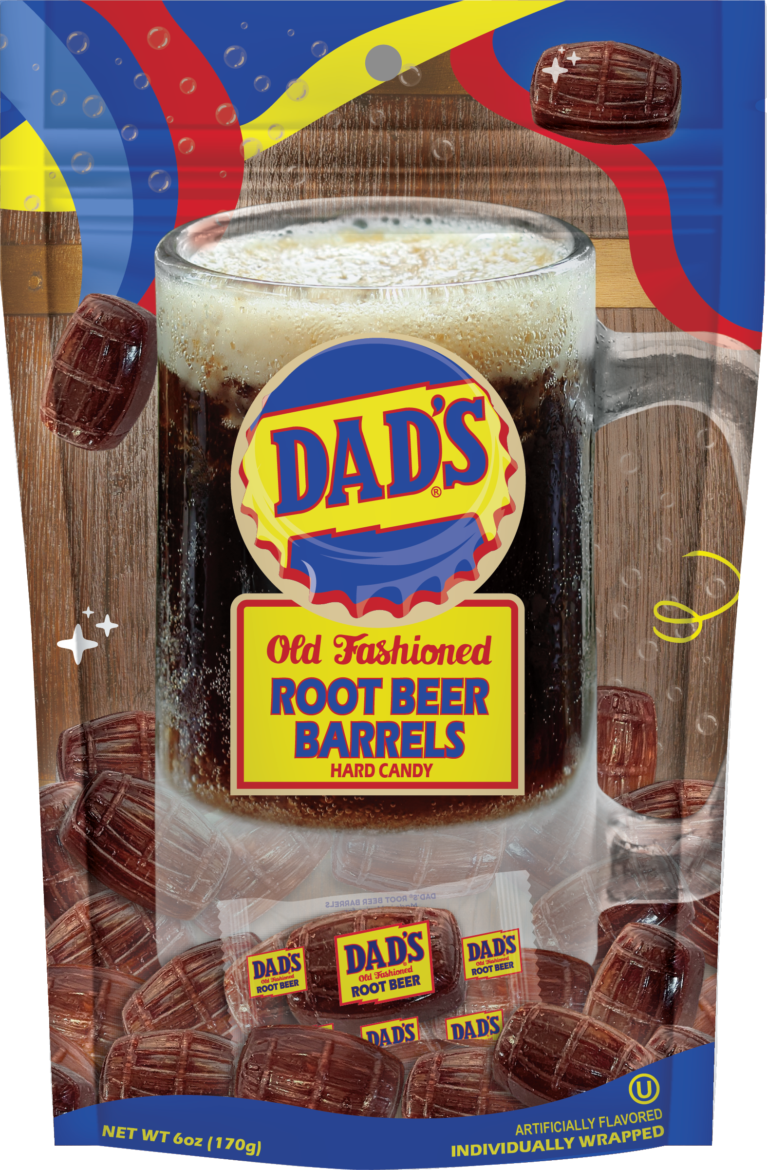Dad's Old Fashioned Root Beer Barrels 6oz Bag, 6ct 