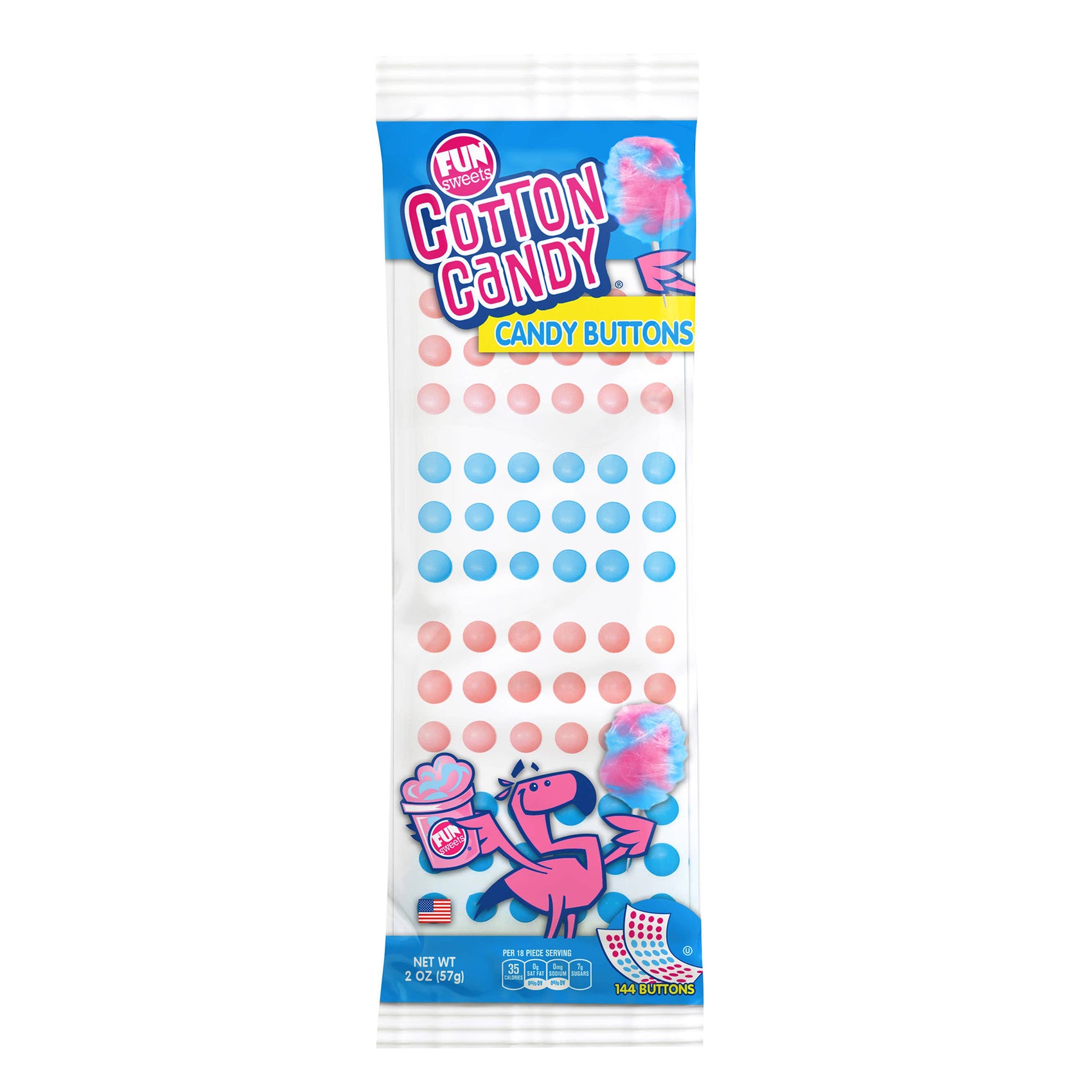 MEGA Candy Buttons, Cotton Candy, 30ct Case