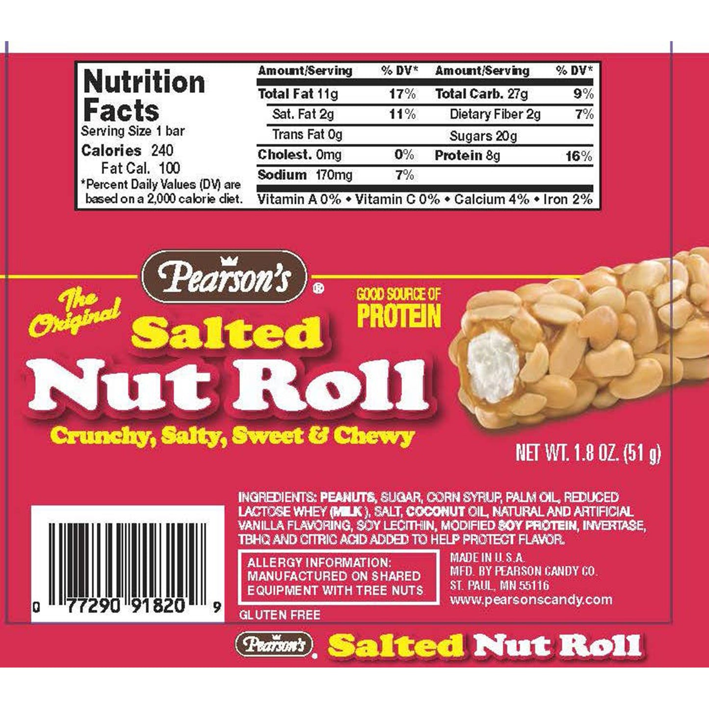 Pearson's Salted Nut Roll, 1.8oz, 24ct Case
