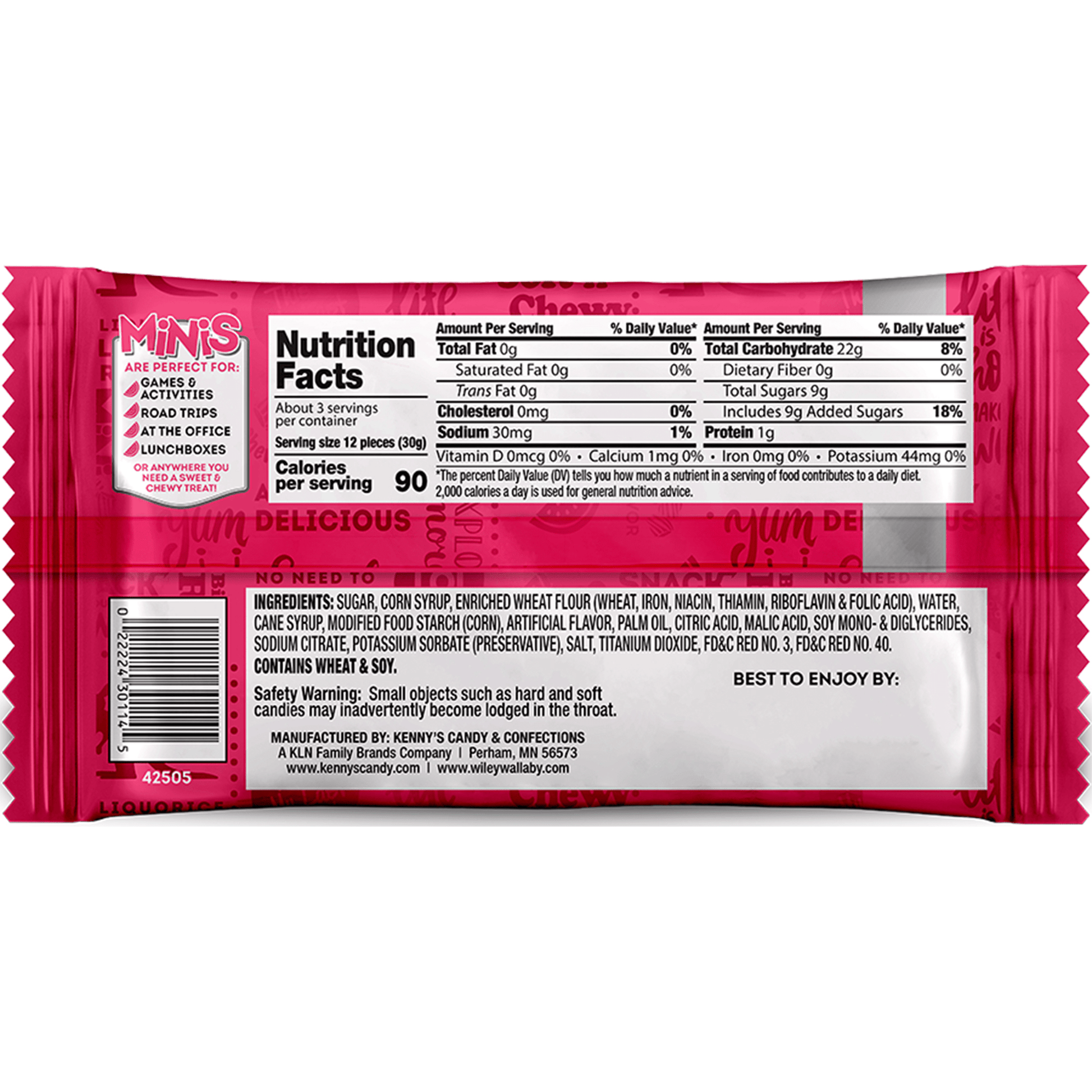Wiley Wallaby Minis Watermelon Licorice Bites 3.5oz Bag 18ct