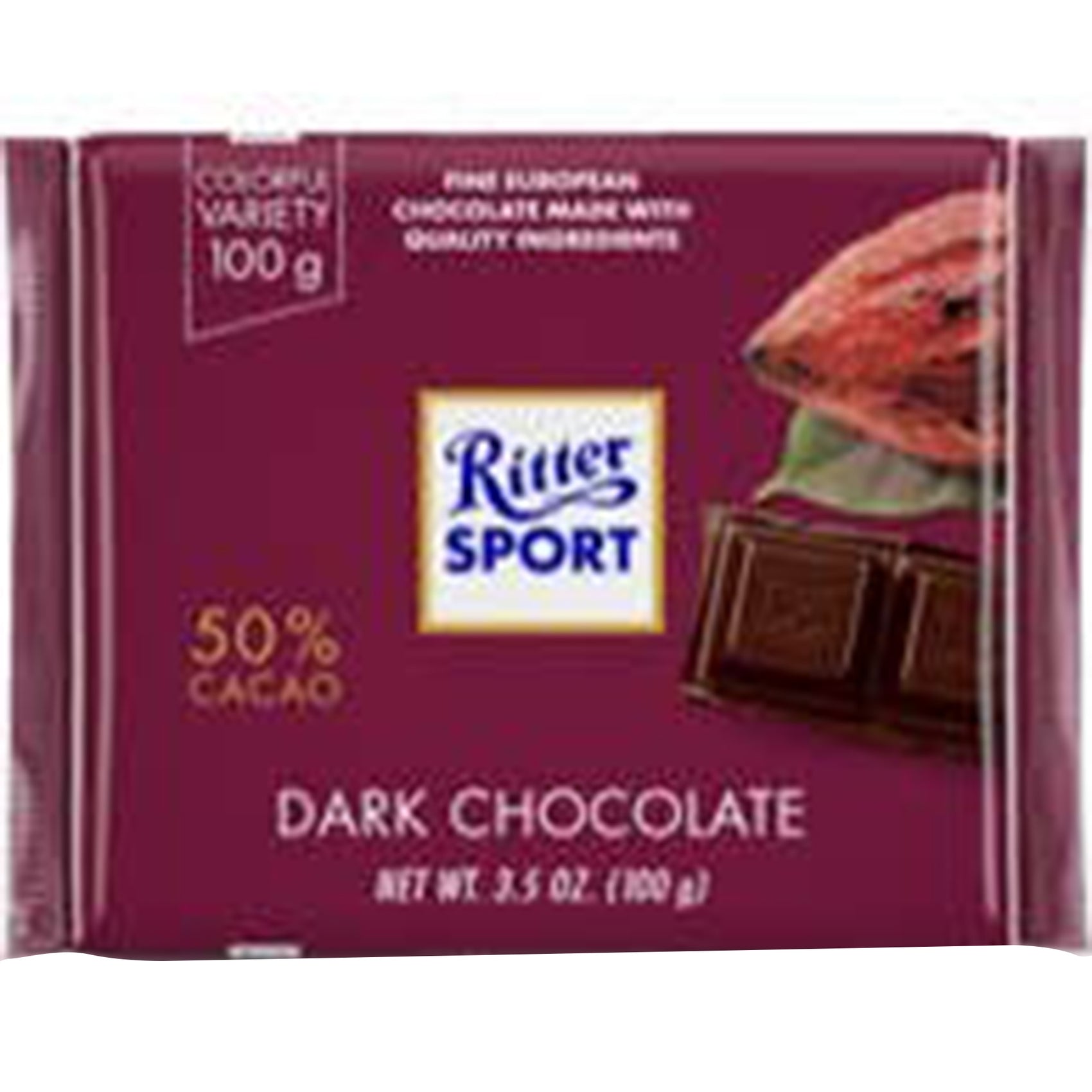 Ritter Sport, Dark Chocolate, 3.5oz, 12ct Case