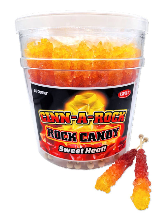 Cinn-a-rock Sweet Heat Rock Candy Sticks, 36ct Tub