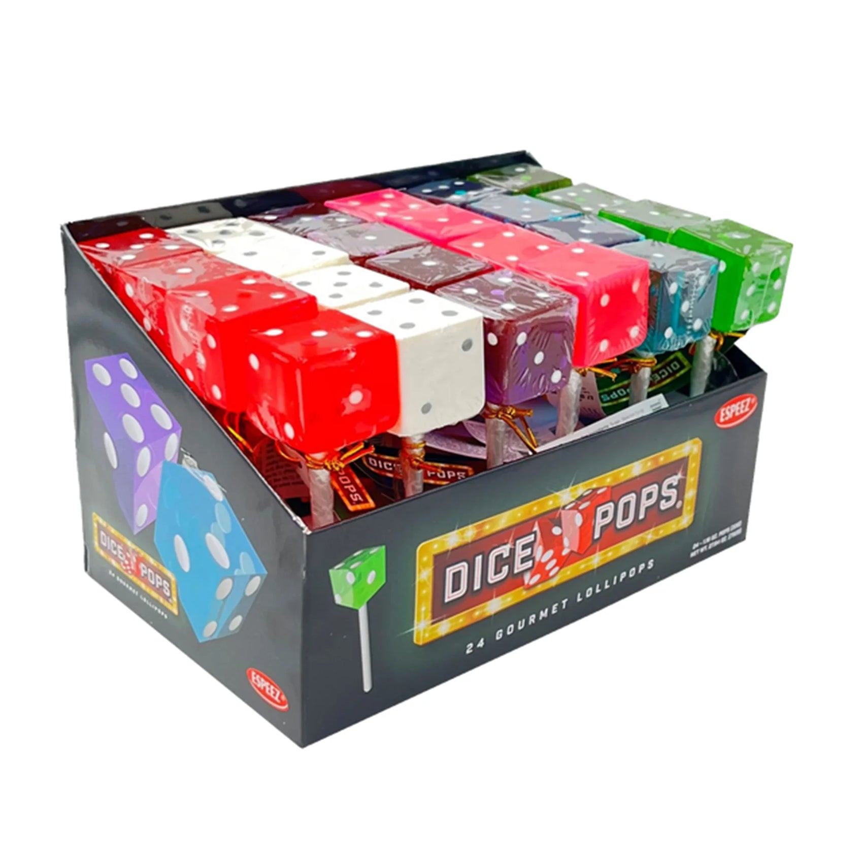 Dice Lollipops, 1.16oz, 24ct Assorted Colors