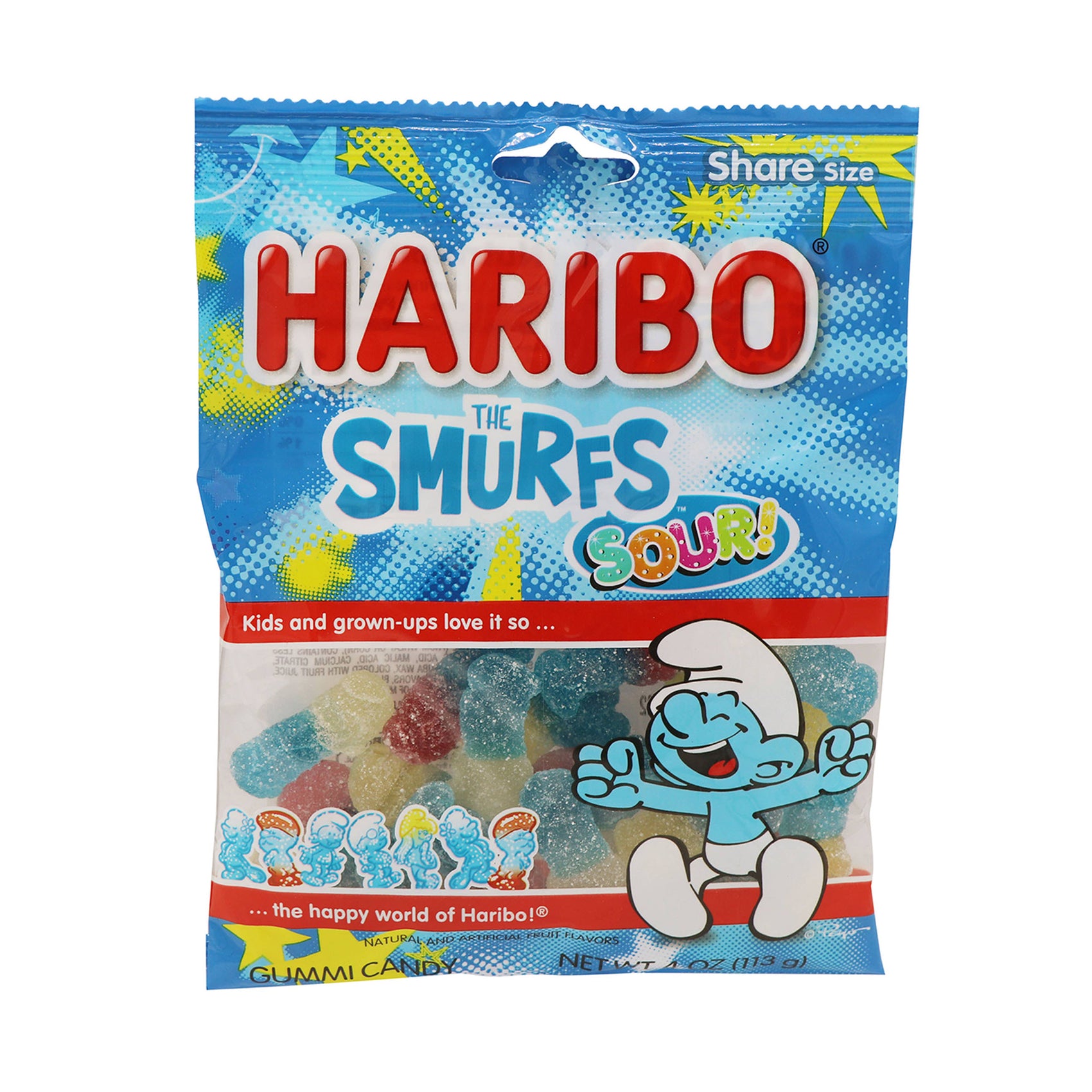 Haribo Sour Smurfs, 4oz, 12ct Case