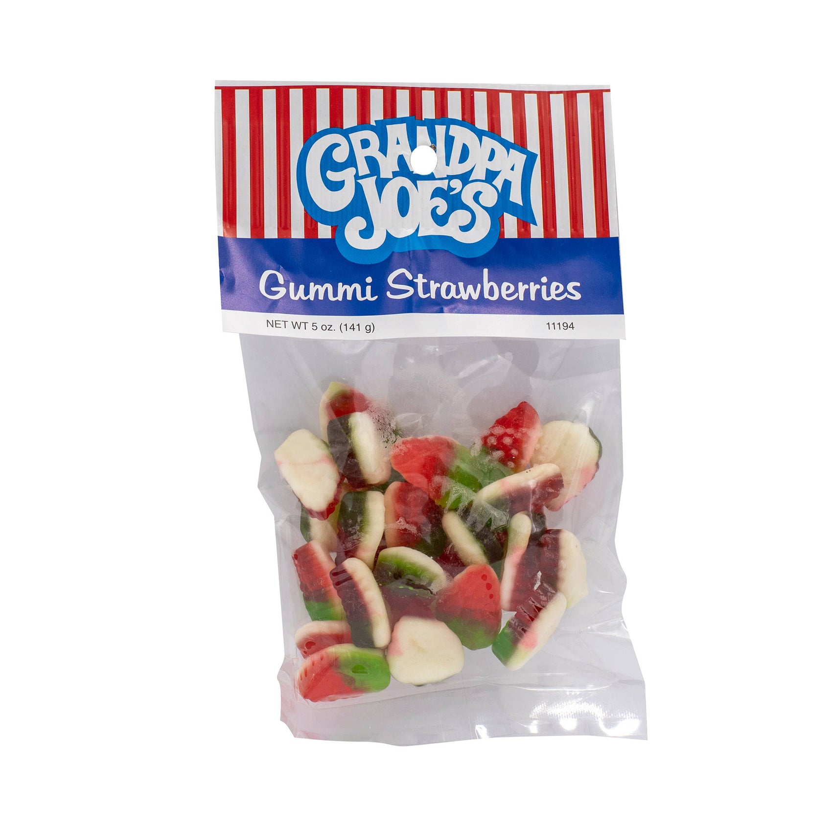 Grandpa Joe's Peg Bags, Gummi Strawberries, 5oz, 12 Ct Case