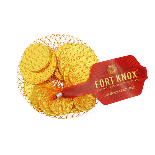 Fort Knox Chocolate Gold Coins 1.5oz Mesh Bags, 18ct Box