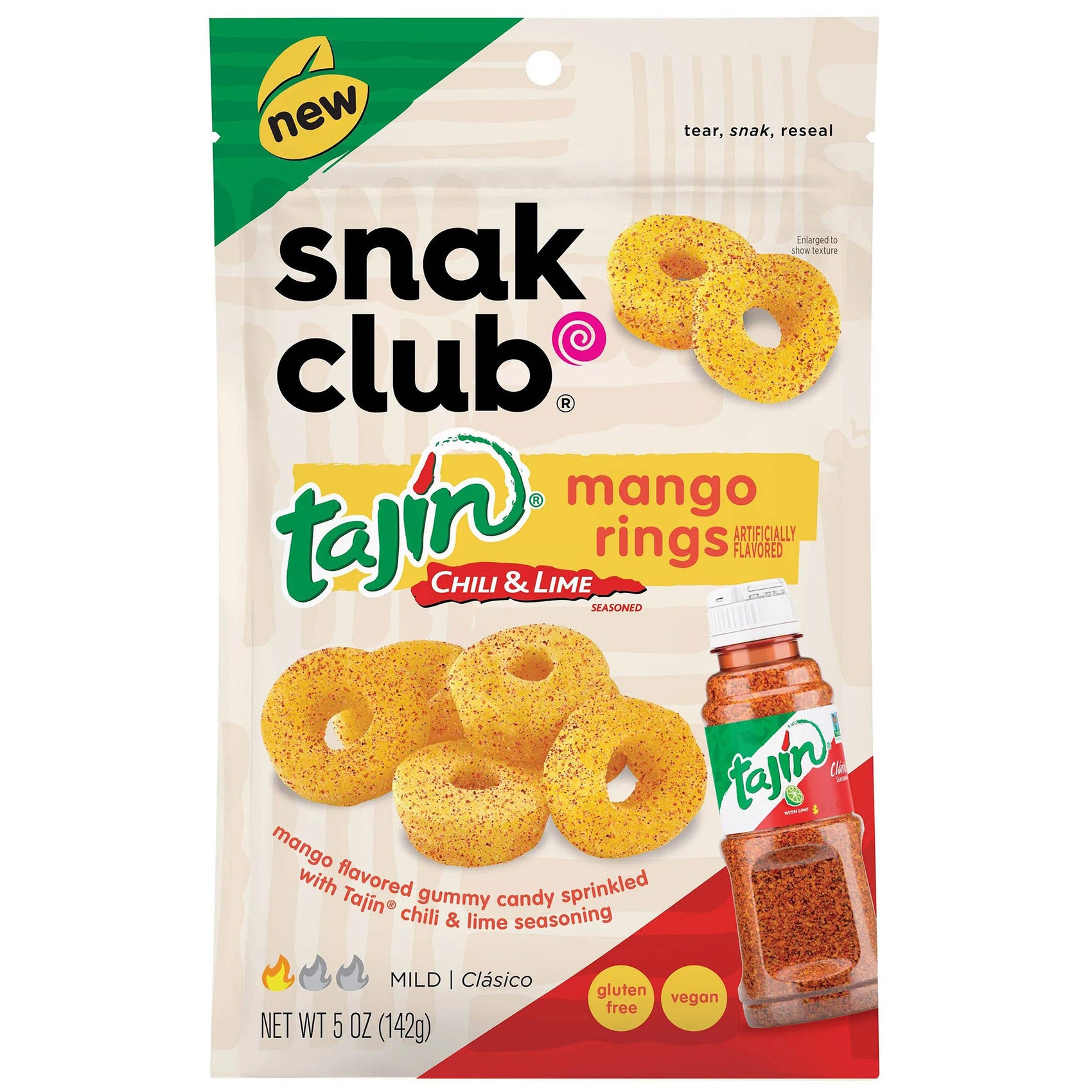 Snak Club Tajin Chili & Lime Mango Rings, 5oz Gummy 6ct