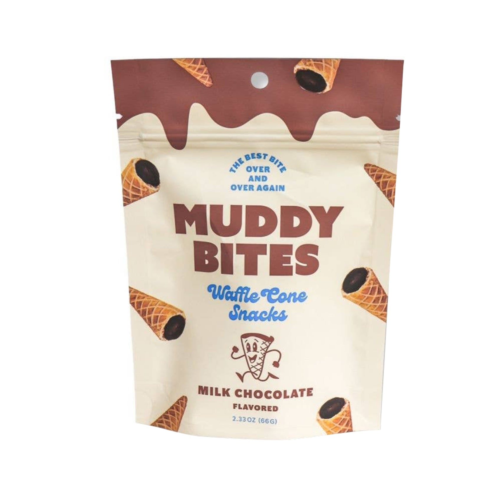 Muddy Bites Waffle Cone Snacks, Milk Choc, 2.33oz, 12ct
