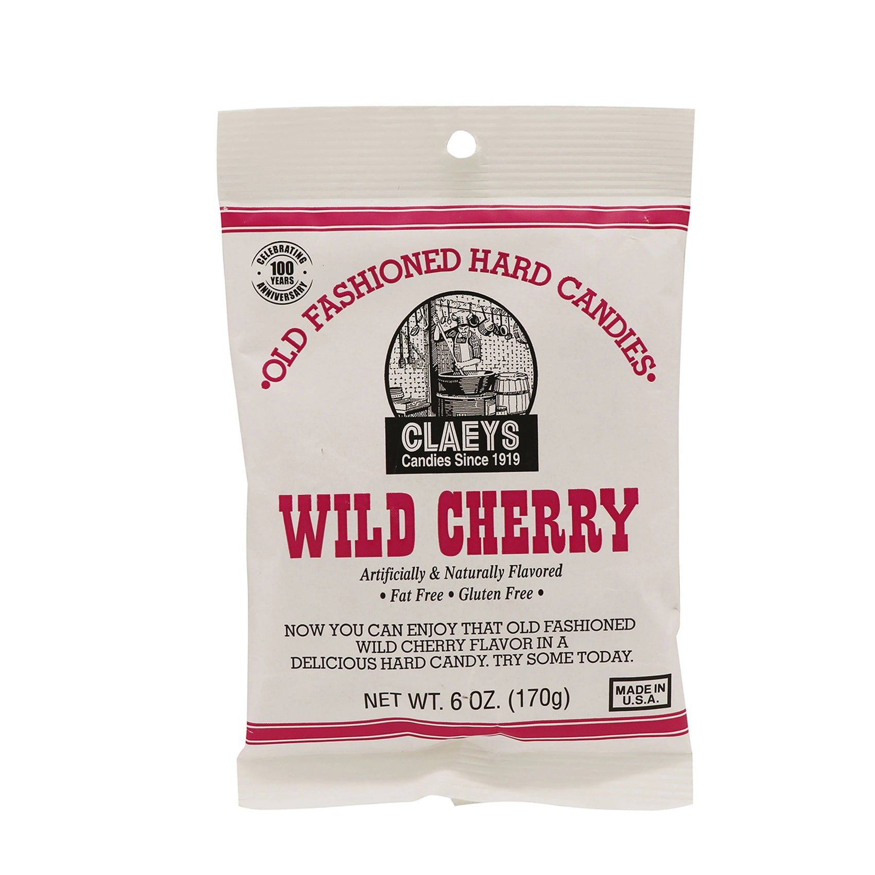 Claeys Old Fashioned Hard Candies Wild Cherry, 6oz Bag 24ct