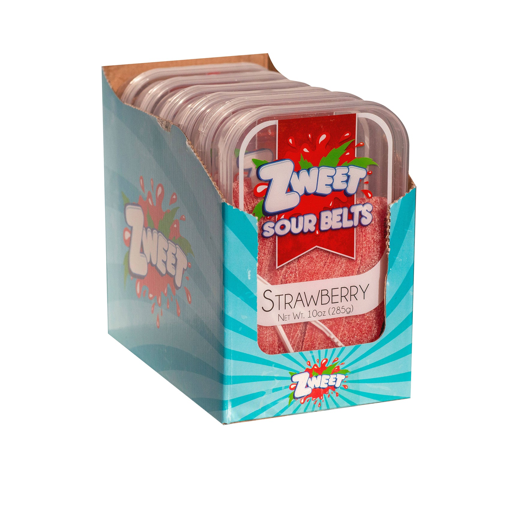 Zweet Gummies Sour Belts Strawberry, 10oz Tubs, 6ct Case