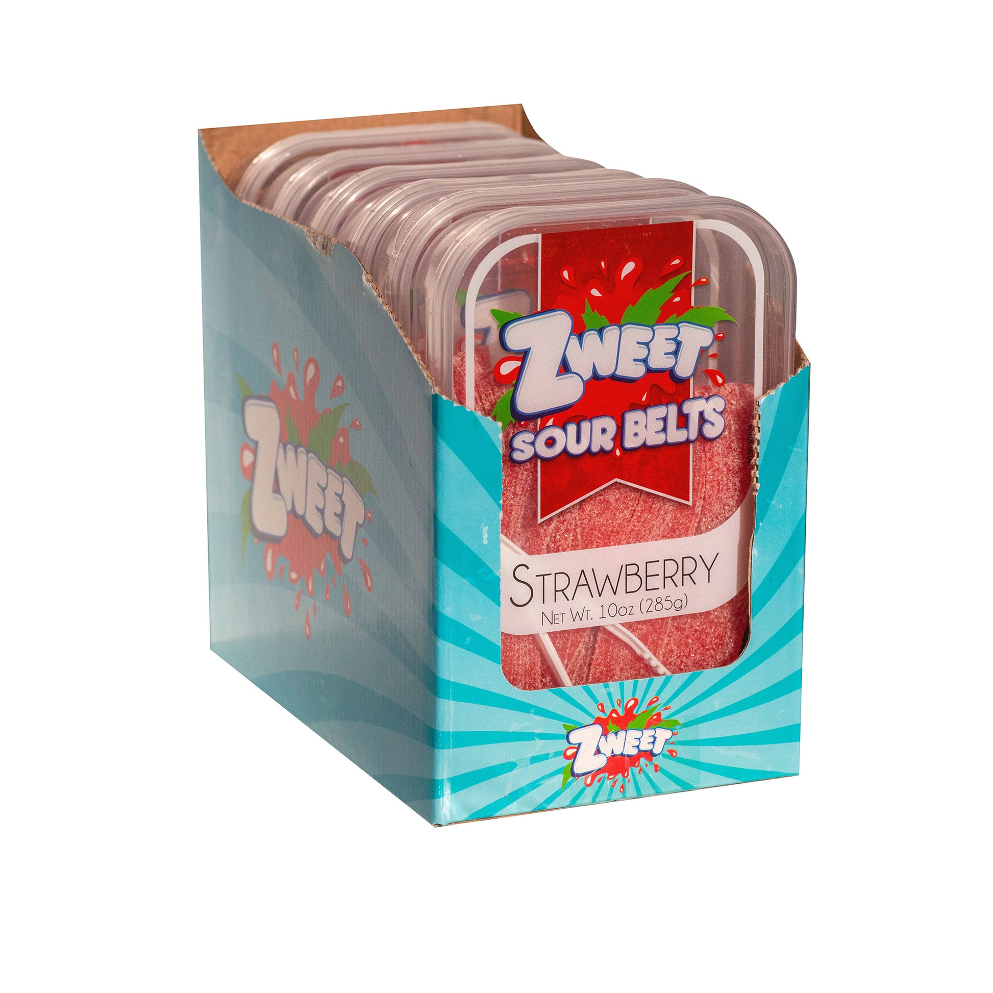 Zweet Gummies Sour Belts Strawberry, 10oz Tubs, 6ct Case