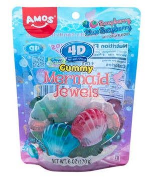 Amos 4D Gummy Mermaid Jewels, 6oz Bag, 12ct