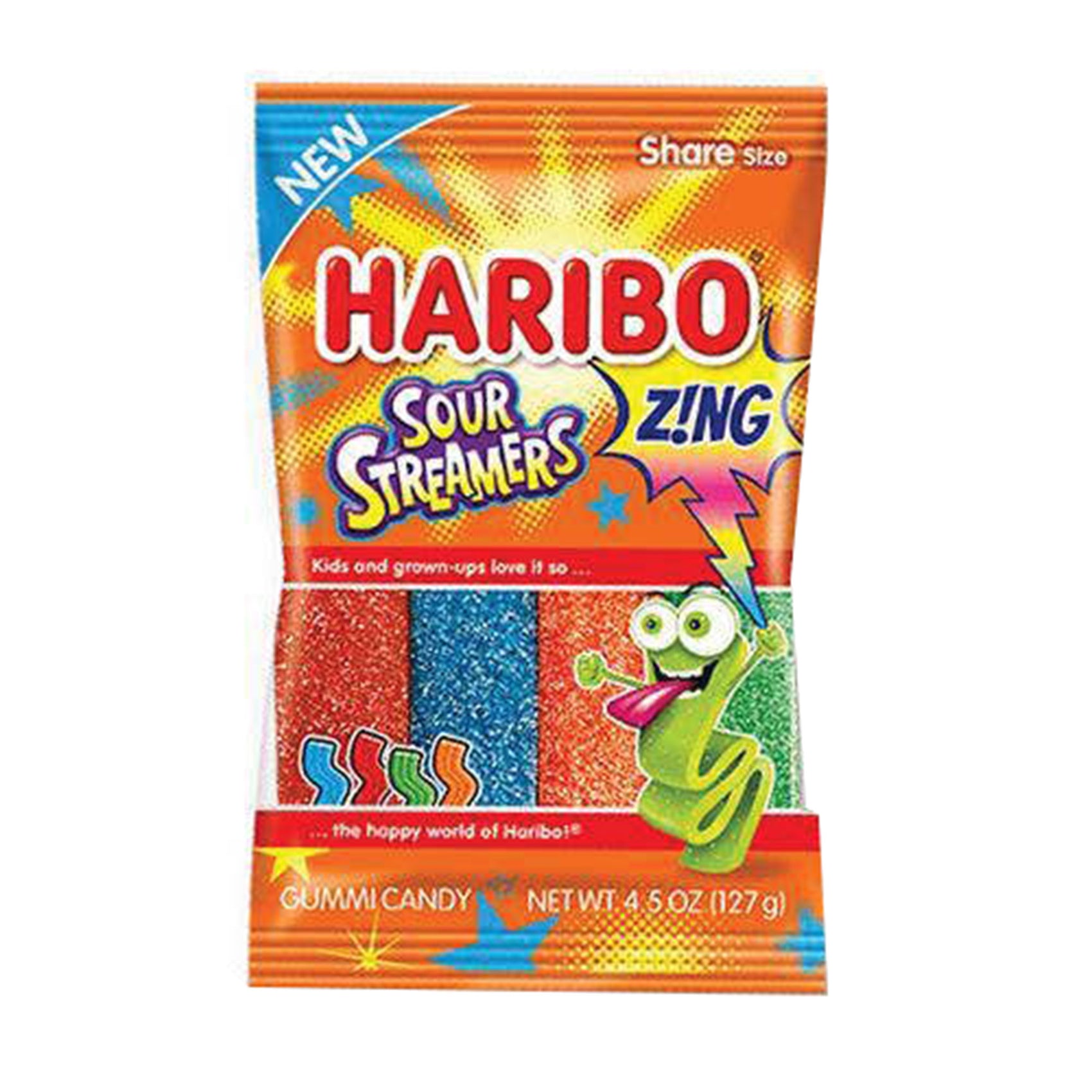 Haribo Zing Sour Streamers, 4.5oz, 12ct Case