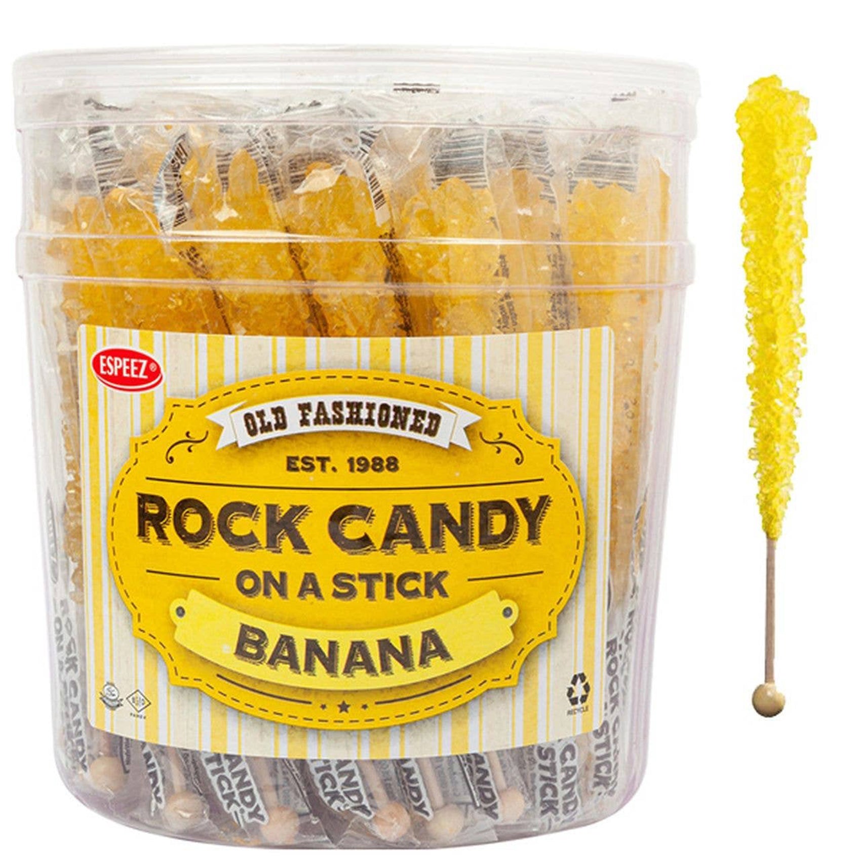 Rock Candy Sticks Banana, 0.8oz, 36ct Tub