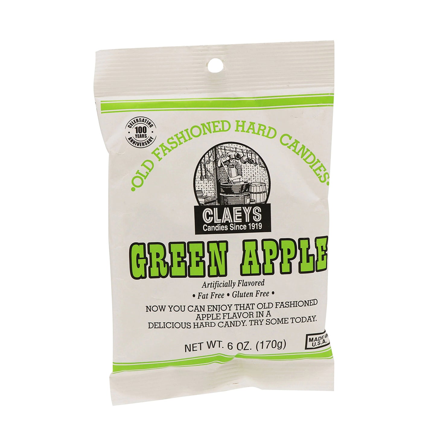 Claeys Old Fashioned Hard Candies Green Apple, 6oz Bag 24ct