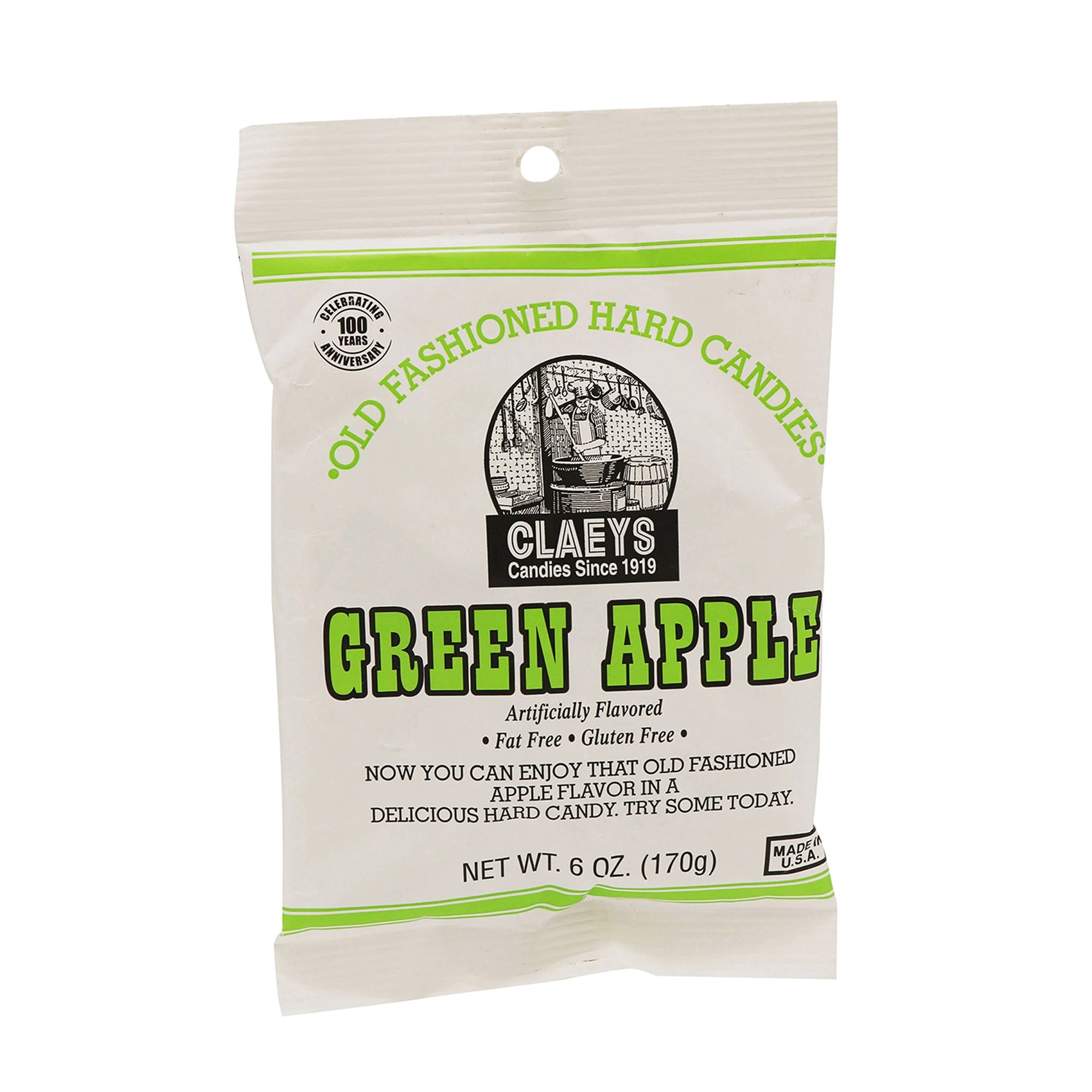 Claeys Old Fashioned Hard Candies Green Apple, 6oz Bag 24ct