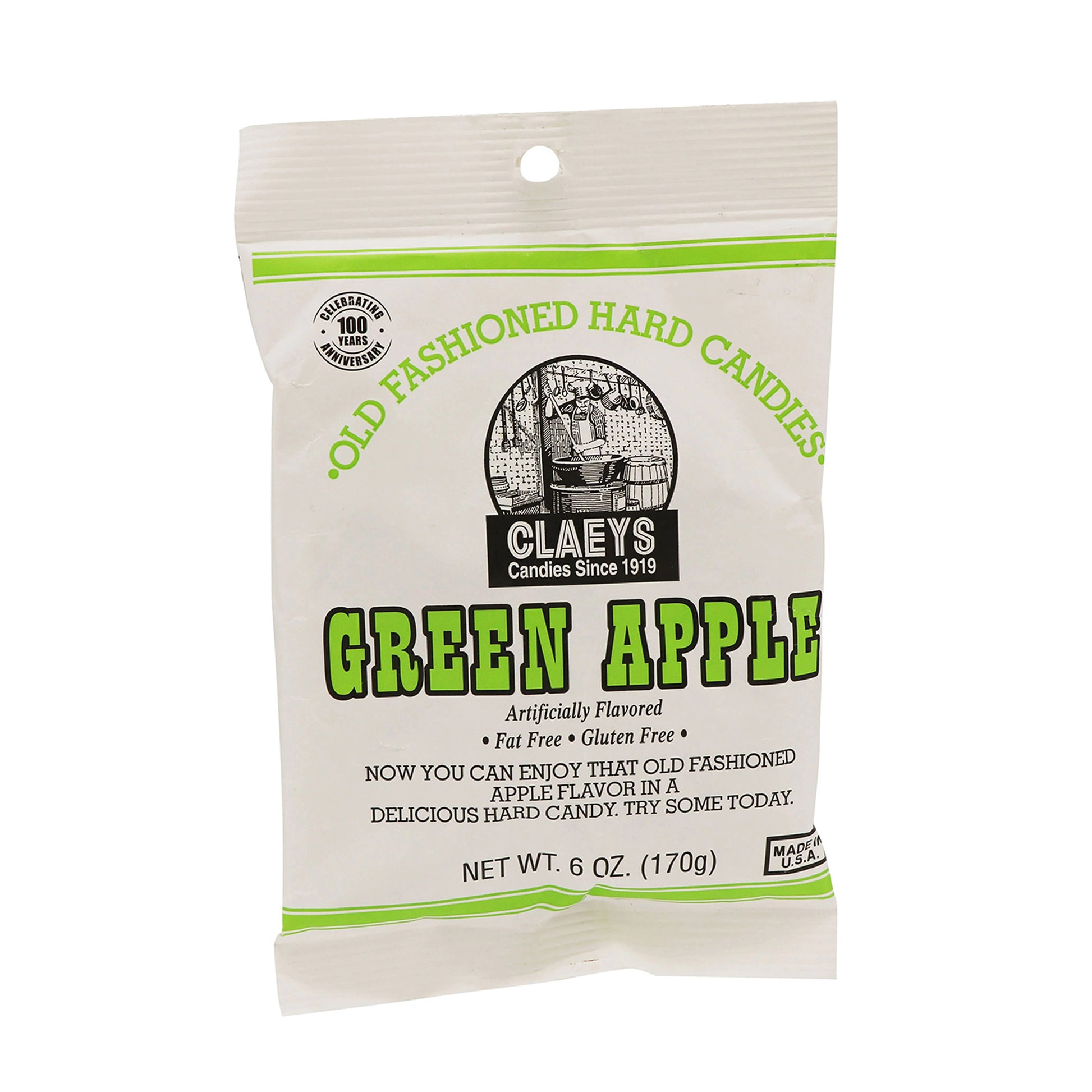 Claeys Old Fashioned Hard Candies Green Apple, 6oz Bag 24ct
