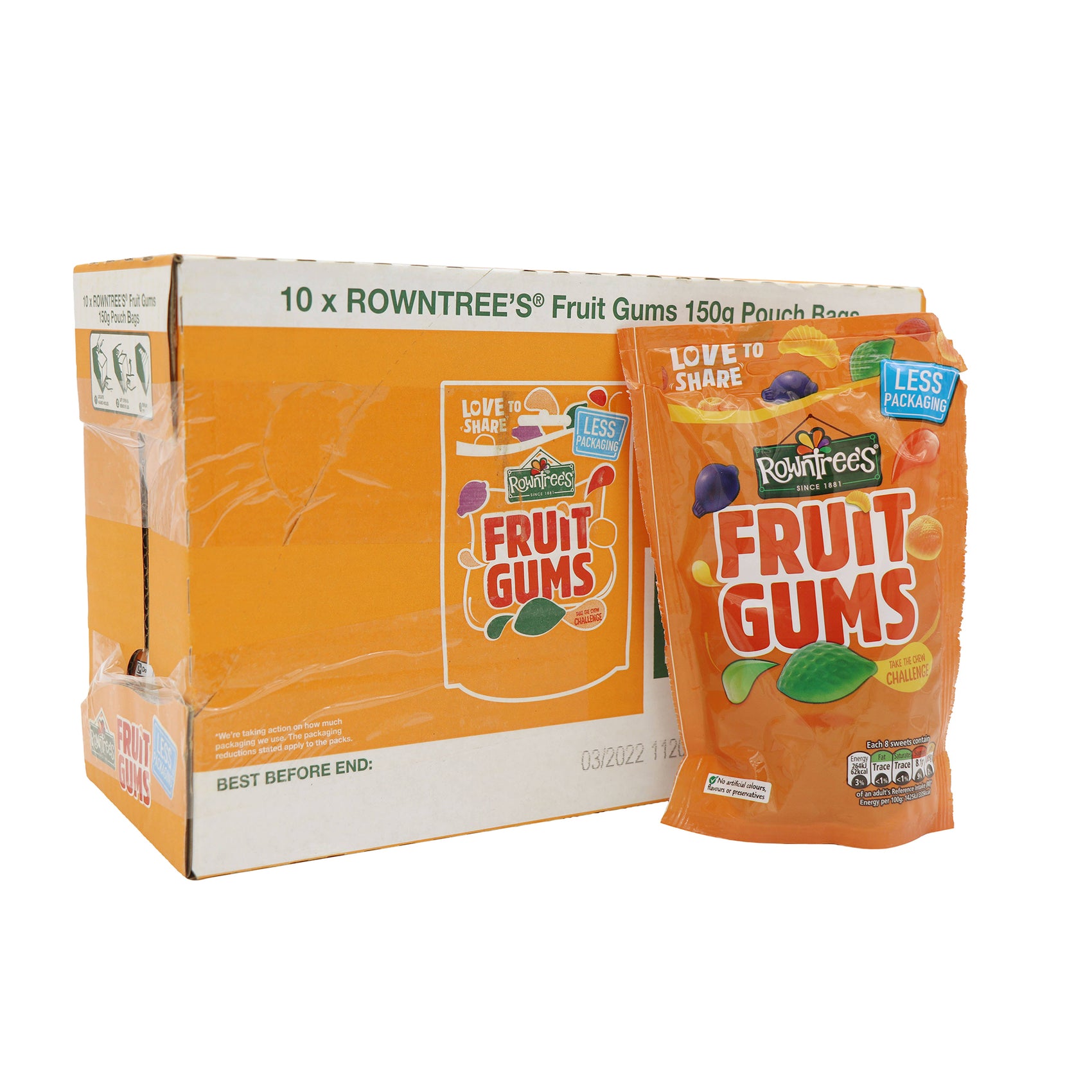 Rowntree's Fruit Gums Pouches, 150g,10ct Case