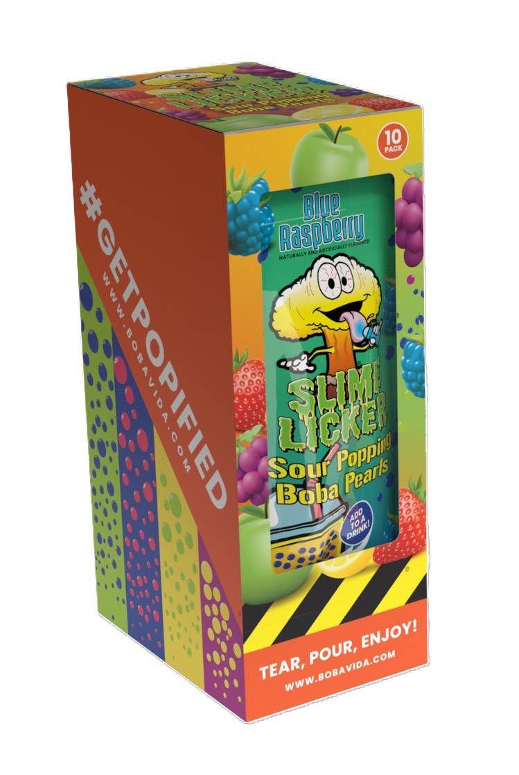 Popping Boba, Toxic Waste Slime Licker Blue Raspberry, 10ct