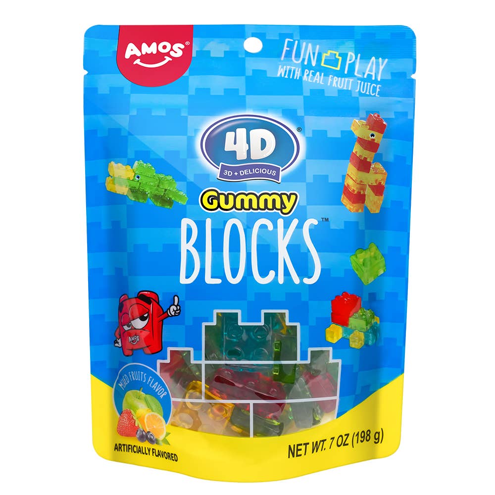 Amos Fruit Gummy Blocks, 7oz Bag, 12ct