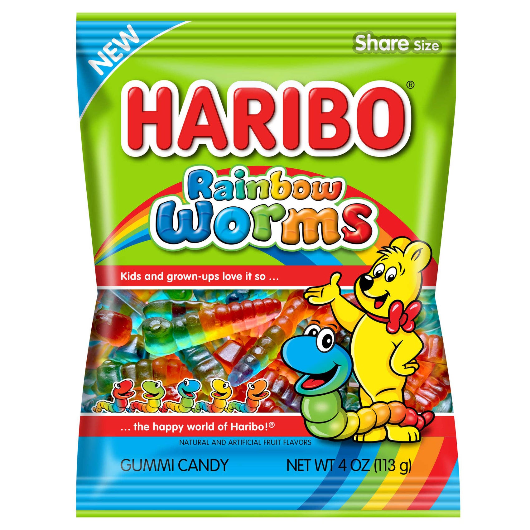 Haribo Rainbow Worms, 5oz, 12ct Case